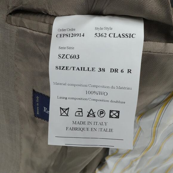 Ermenegildo Zegna Blazer Mens 38S Brown Classic Wool Made‎ Italy Saks Fifth Ave - Picture 16 of 16